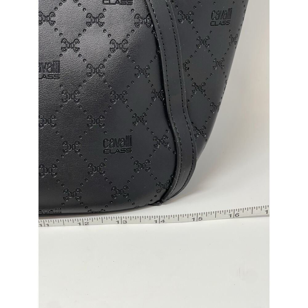 NEW Cavalli Class Sandra Shopper Tote Bag Black Onyx Logo Medium NWT $118 MSRP - Picture 12 of 13